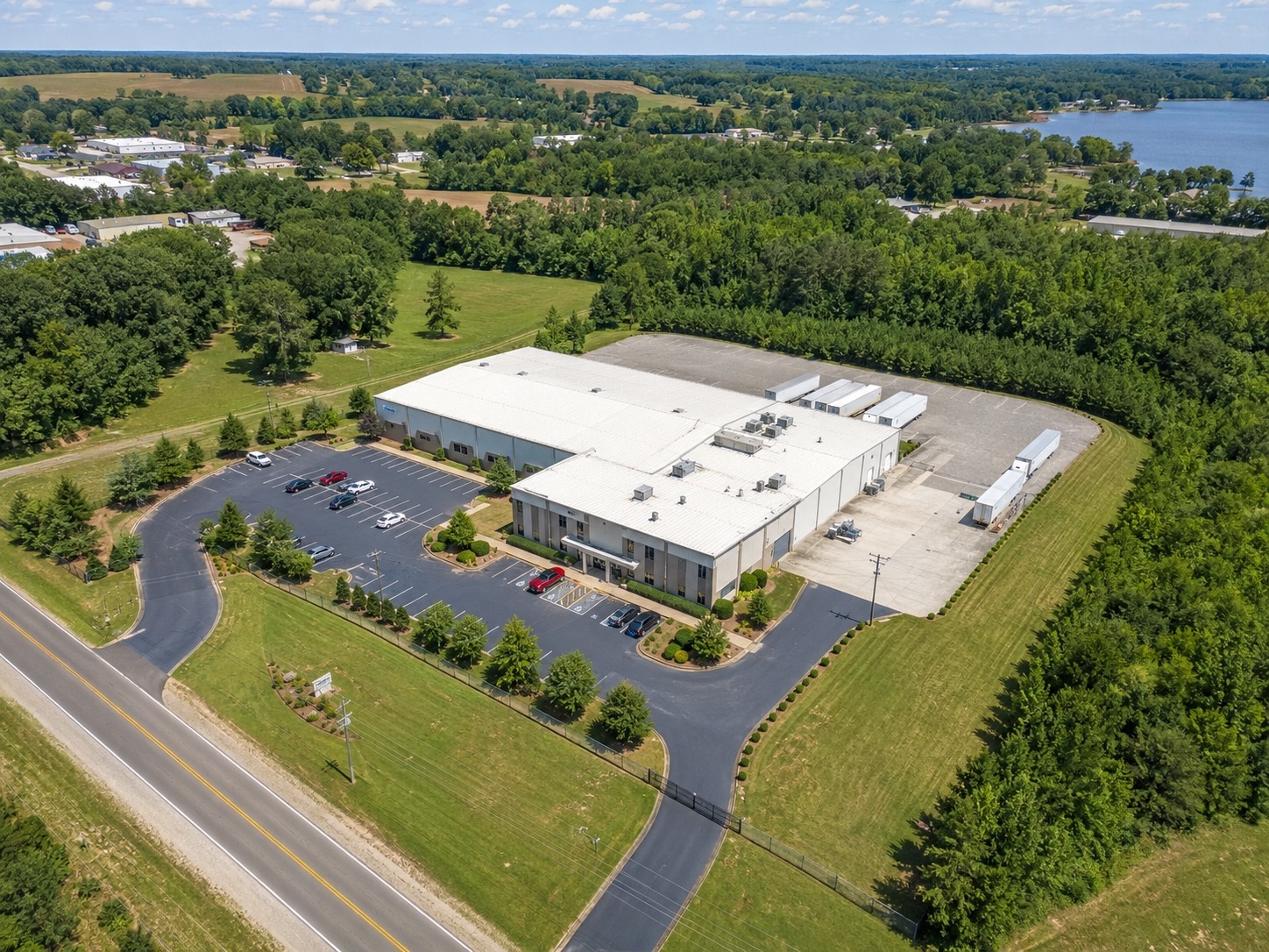 Aerial drone photograph of a commercial property